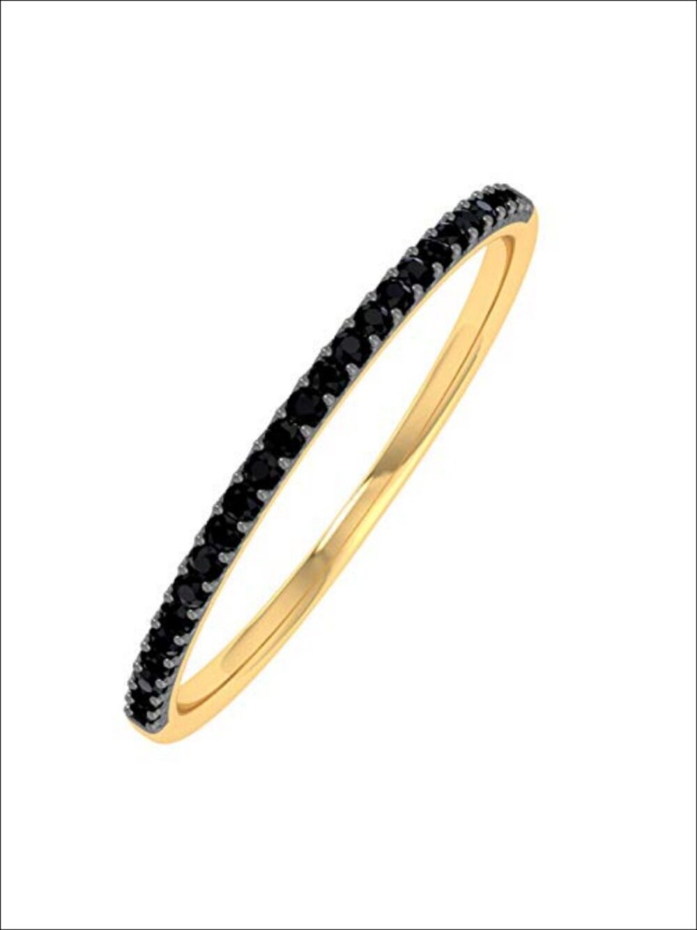FINEROCK 10K Gold Diamond Pave Ring Anniversary Wedding Stackable